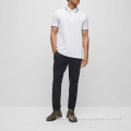 Ribbed Collar Knitted Cotton Polo Shirts